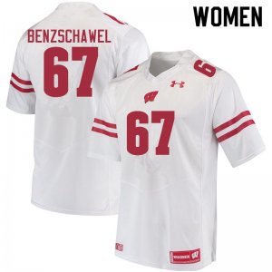 Women's Wisconsin Badgers NCAA #67 JP Benzschawel White Authentic Under Armour Stitched College Football Jersey ER31O34BE
